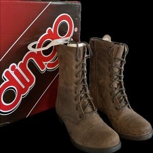 Dingo “Crazyhorse”DI 364 - Leather Roper Boots, Distressed Brown, 6M Laceup/Zip